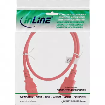 InLine cold device extension, C13 / C14, red, 0.3m