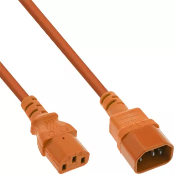 InLine cold device extension, C13 / C14, orange, 1.5m