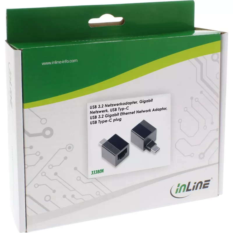 InLine USB 3.2 to 1Gb/s network adapter, USB-C to RJ45