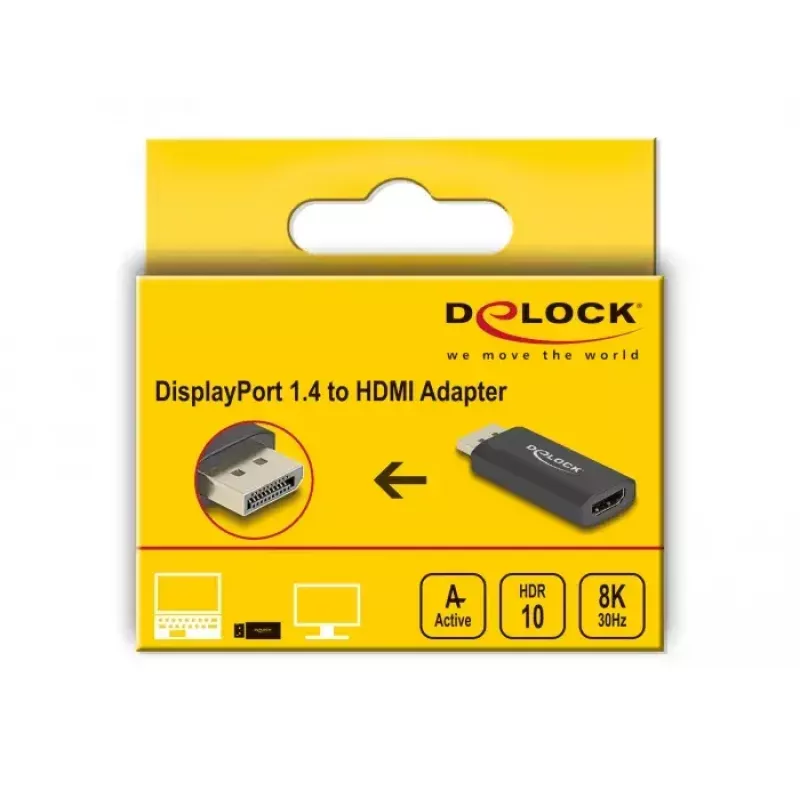 DeLOCK Active DisplayPort 1.4 to HDMI Adapter 8K HDR Black