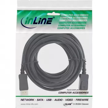 Active DisplayPort 1.4 Cable InLine 17207P 8K4K Black Gold 7.5m