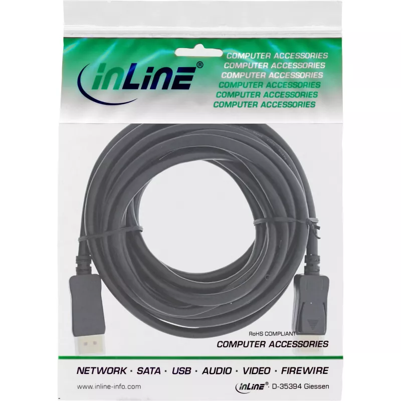Active DisplayPort 1.4 Cable InLine 17207P 8K4K Black Gold 7.5m