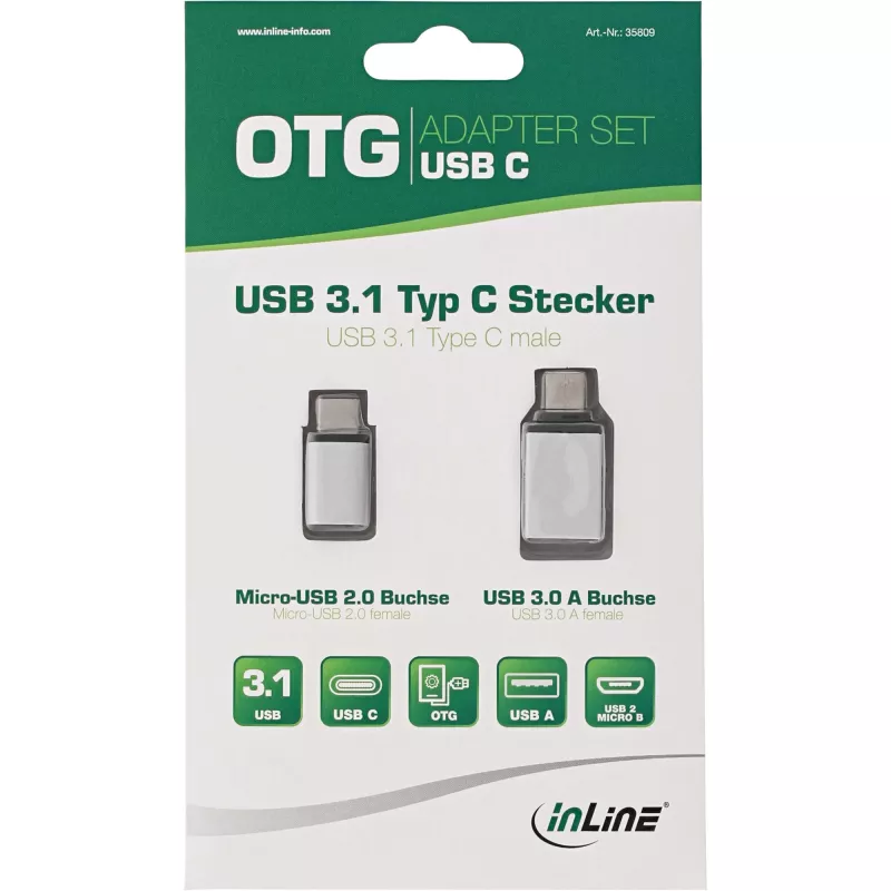 USB-C Adapter Set InLine 35809 USB-C M to Micro-USB F USB3.0 A F