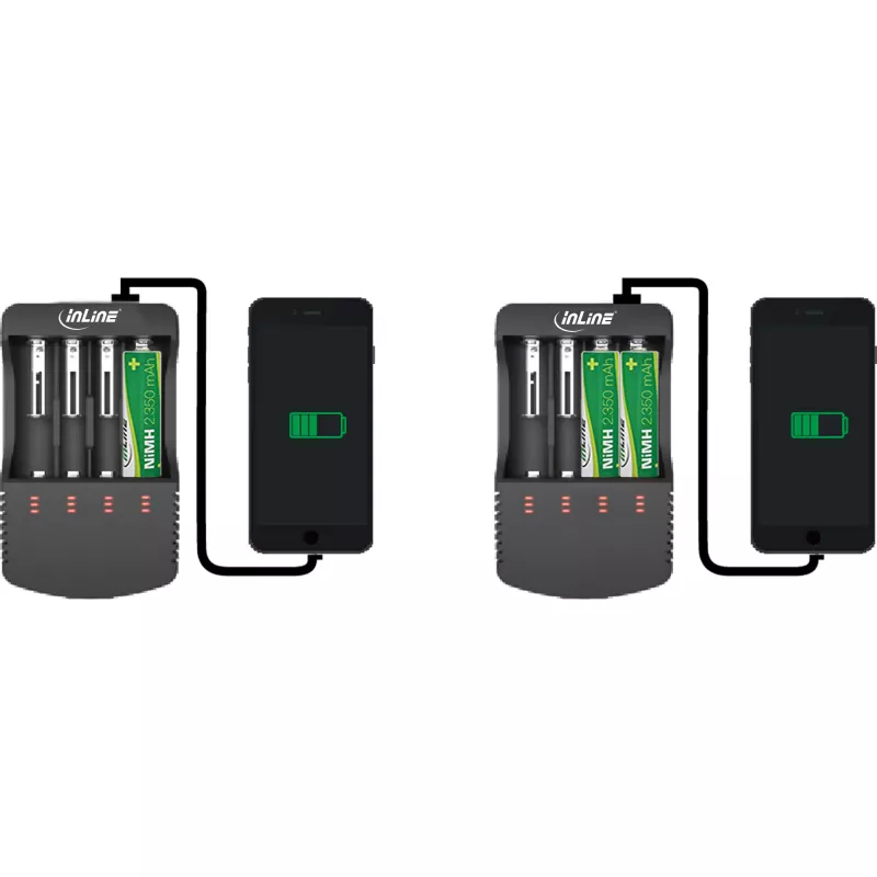 InLine Charger for Lithium and NiCd+NiMH batteries, 1 pc