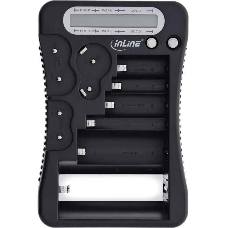 Battery Tester InLine 01285 with LCD Display for Round and Button Cell Batteries