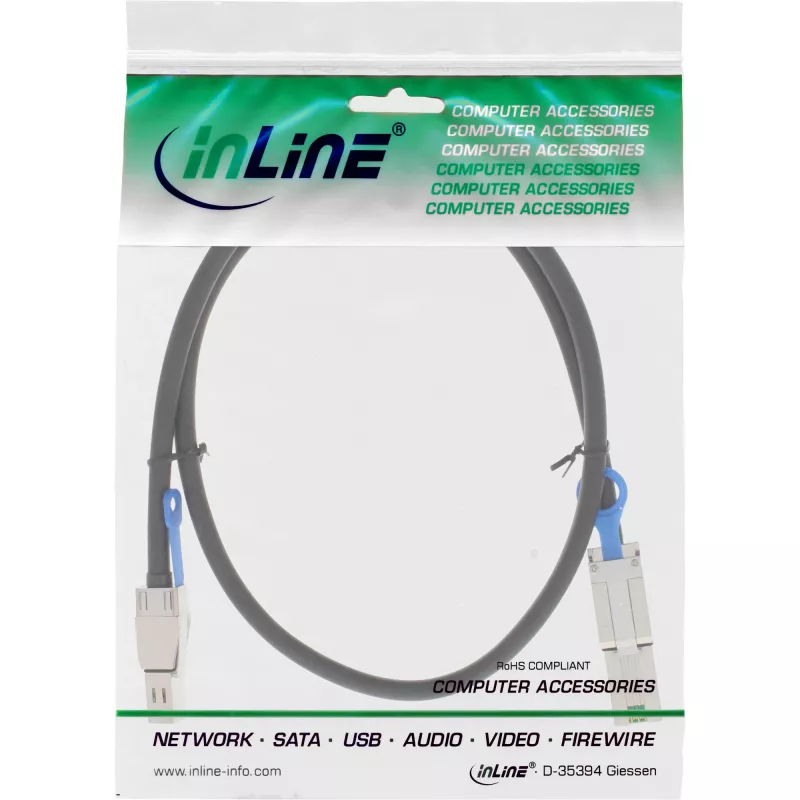 InLine external Mini SAS HD Cable SFF-8644 to SFF-8088 6Gb/s 1m