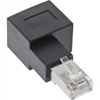 InLine patch cord adapter Cat.6A, RJ45 male / female, angled 90° to the right