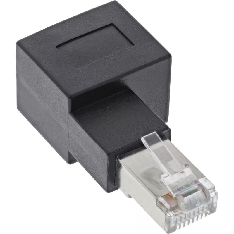 InLine patch cord adapter Cat.6A, RJ45 male / female, angled 90° to the right