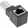 InLine patch cord adapter Cat.6A, RJ45 male / female, angled 90° upwards