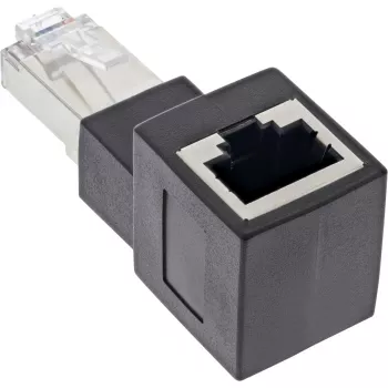 InLine patch cord adapter Cat.6A, RJ45 male / female, angled 90° upwards