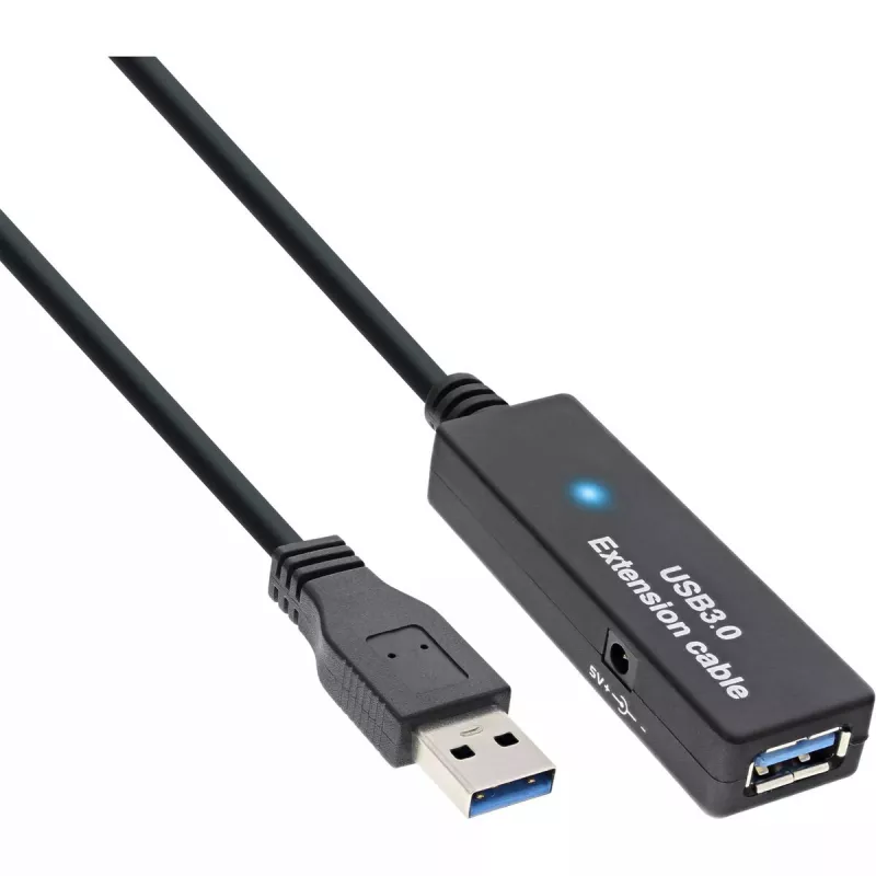 InLine USB3.2 Gen.1 Active Repeater Cable Type A male / female, black, 15m
