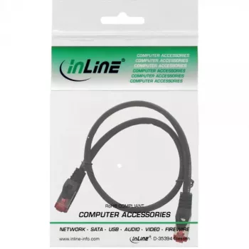 InLine Patch Cable S/FTP PiMF Cat.6 250MHz copper halogen free black 0.5m