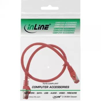 InLine Patch Cable S/FTP PiMF Cat.6 250MHz copper halogen free red 0.5m