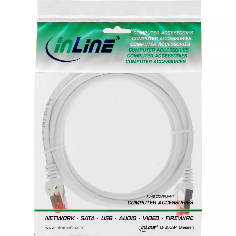 InLine Patch Cable S/FTP PiMF Cat.6 250MHz copper halogen free white 1.5m