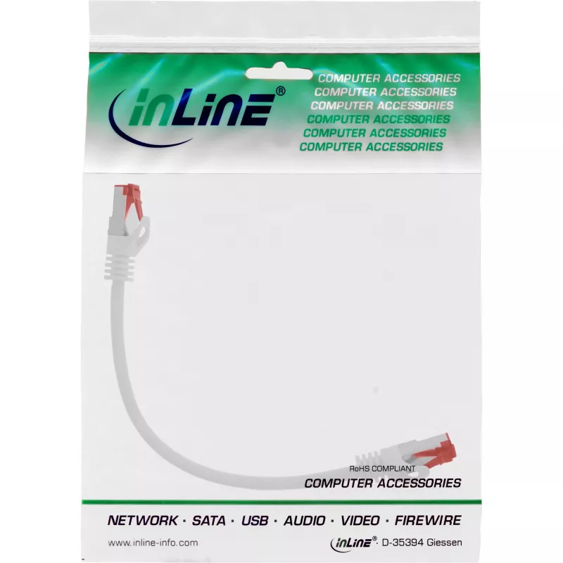 InLine Patch Cable S/FTP PiMF Cat.6 250MHz copper halogen free white 0.25m