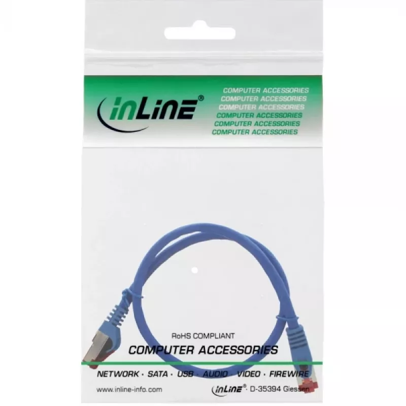 InLine Patch Cable S/FTP PiMF Cat.6 250MHz copper halogen free blue 0.5m