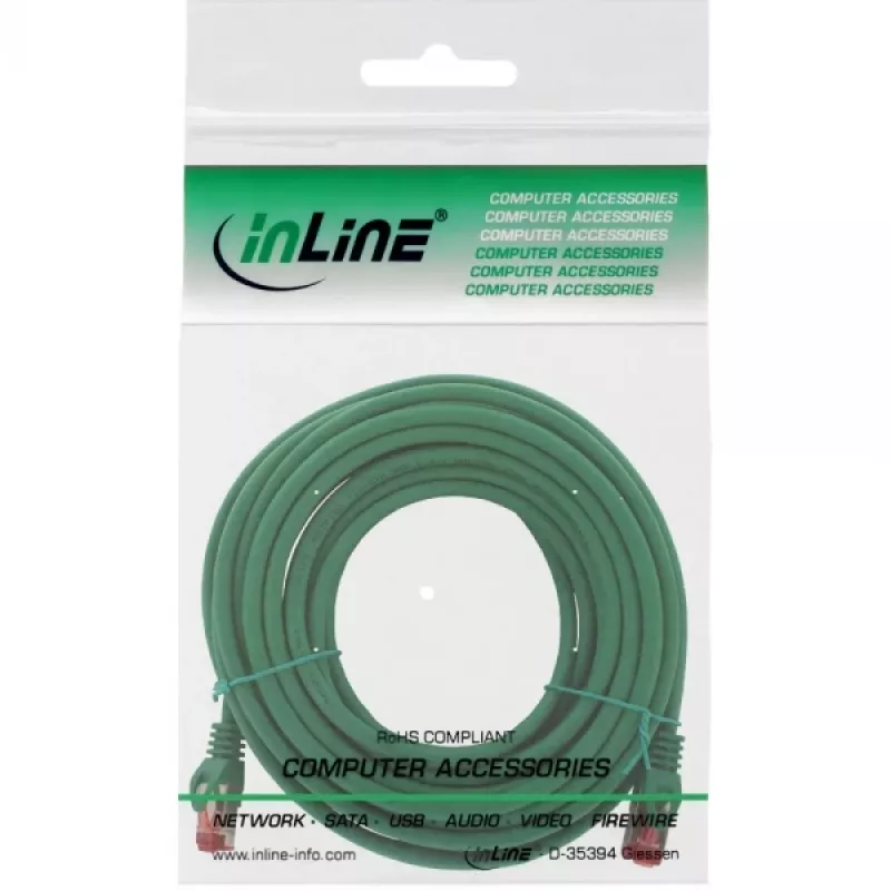 InLine Patch Cable S/FTP PiMF Cat.6 250MHz copper halogen free green 7.5m