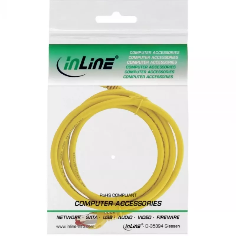 InLine Patch Cable S/FTP PiMF Cat.6 250MHz copper halogen free yellow 1m