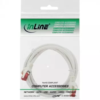 InLine Patch Cable S/FTP PiMF Cat.6 250MHz copper halogen free white 1m