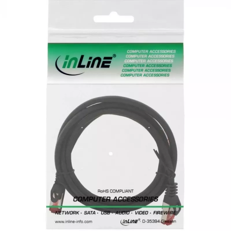 InLine Patch Cable S/FTP PiMF Cat.6 250MHz copper halogen free black 1.5m