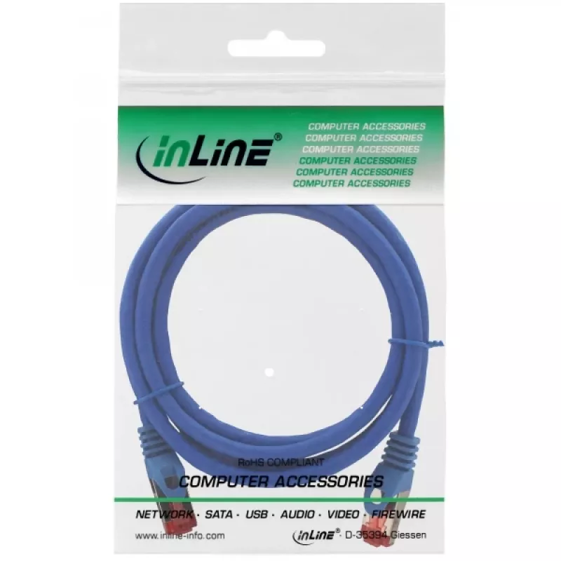 InLine Patch Cable S/FTP PiMF Cat.6 250MHz copper halogen free blue 1.5m
