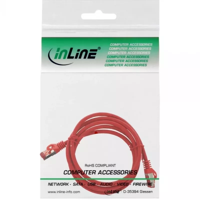 InLine Patch Cable S/FTP PiMF Cat.6 250MHz copper halogen free red 2m