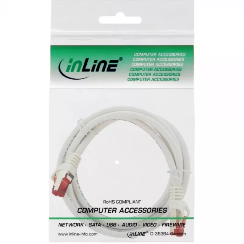 InLine Patch Cable S/FTP PiMF Cat.6 250MHz copper halogen free white 3m