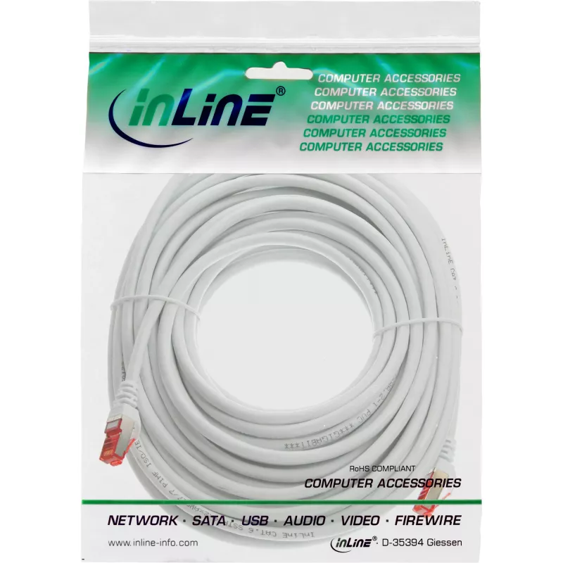 InLine Patch Cable S/FTP PiMF Cat.6 250MHz copper halogen free white 5m