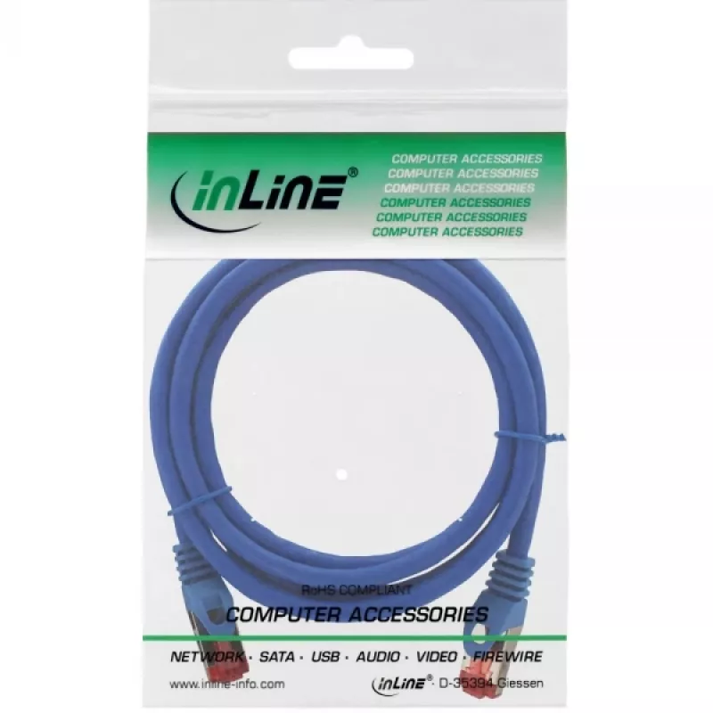 InLine Patch Cable S/FTP PiMF Cat.6 250MHz copper halogen free blue 2m