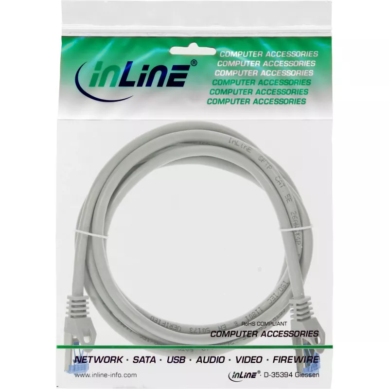 InLine Patch cable, Cat.6A, S/FTP, TPE flexible, grey, 3m
