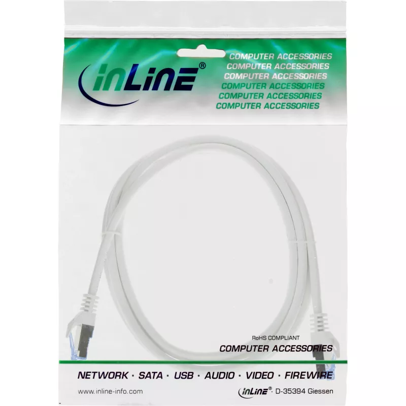 InLine Patch cable, Cat.6A, S/FTP, TPE flexible, white, 1.5m