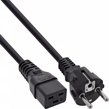 Power cable 16A InLine 16658D CEE 7/7 straight IEC320/C19 1m