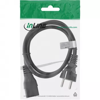 Power cable 16A InLine 16658D CEE 7/7 straight IEC320/C19 1m