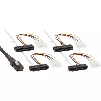 InLine SAS cab., Mini SAS SFF-8087/4x SAS SFF-8482+power, SAS HDD to Con. 0.75m