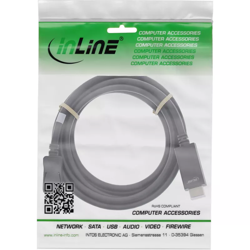 DisplayPort to HDMI converter cable InLine 17182I 4K 60Hz black 2m