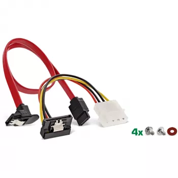 InLine HDD/SSD mounting frame SET with SATA and power cable, angled, w. screws