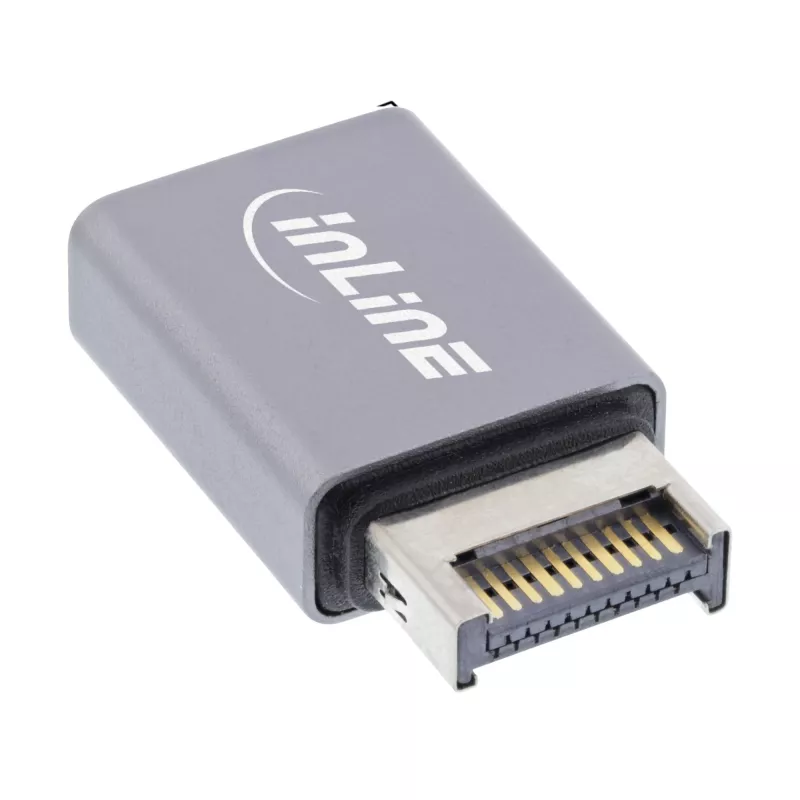 InLine USB 3.2 adapter, internal USB-E front panel male to USB-C female