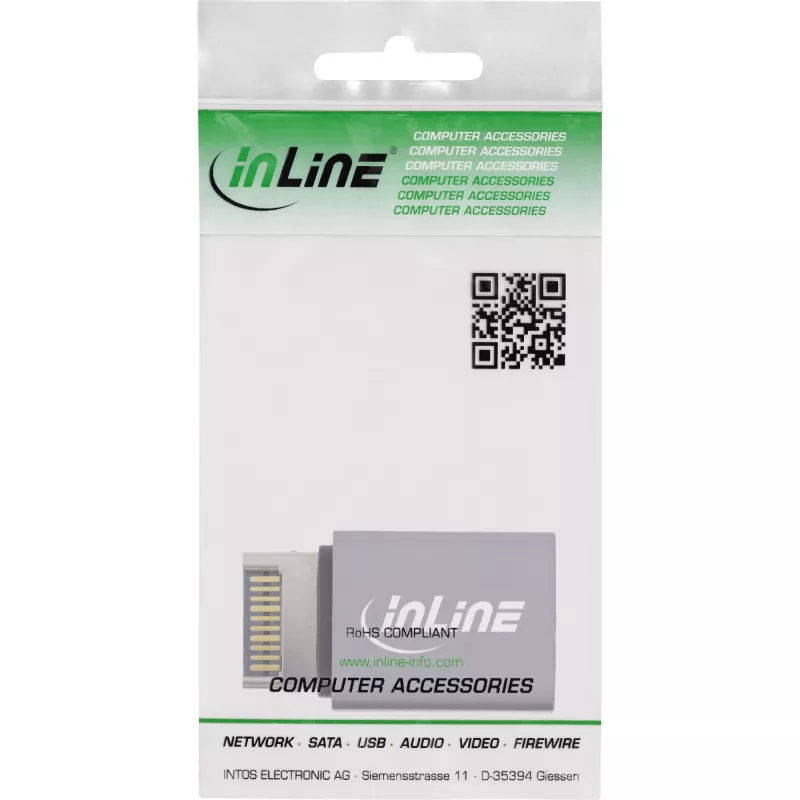 InLine USB 3.2 adapter, internal USB-E front panel male to USB-C female