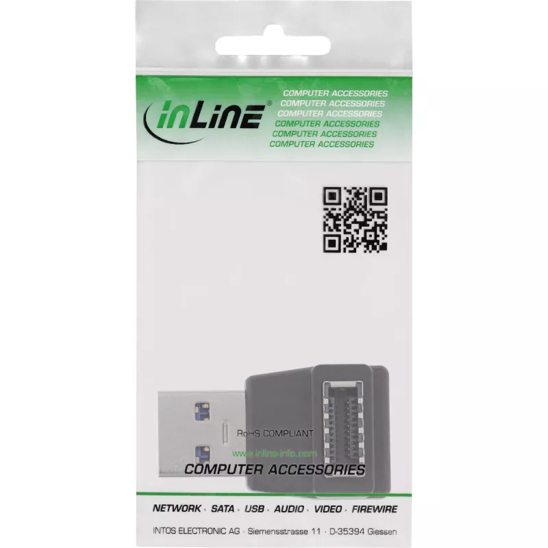 InLine USB 3.2 adapter, USB-A male to internal USB-E front panel socket