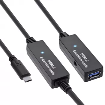 InLine USB 3.2 Gen.1 active extension, USB-C male to USB-A female, 10m