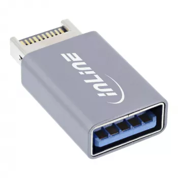 InLine USB 3.2 adapter, internal USB-E front panel male to USB-A female