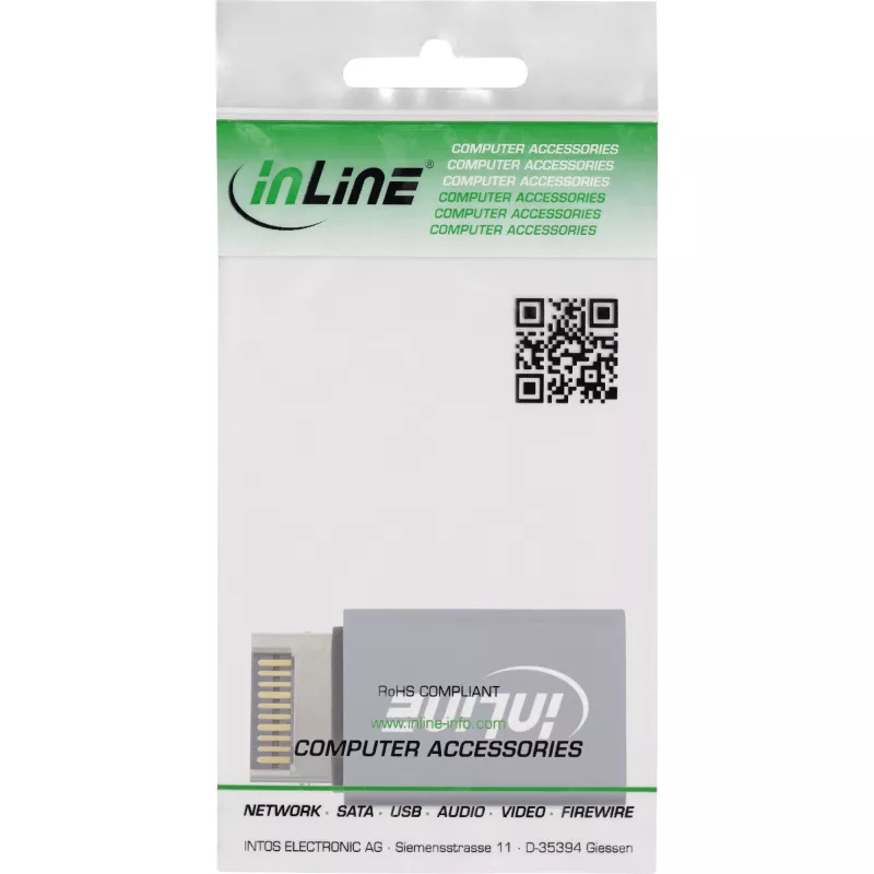 InLine USB 3.2 adapter, internal USB-E front panel male to USB-A female