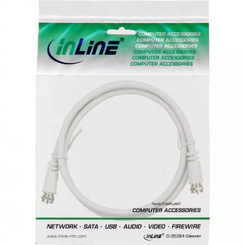 InLine SAT Cable 2x shielded ultra low loss 2x F-male >75dB white 7m