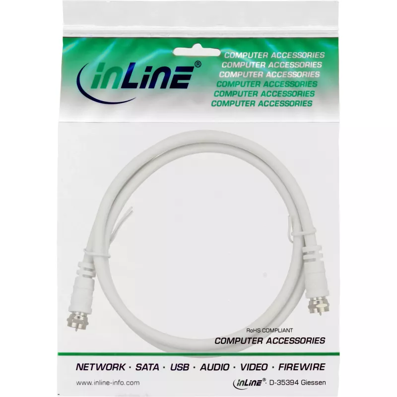 InLine SAT Cable 2x shielded ultra low loss 2x F-male >75dB white 7m
