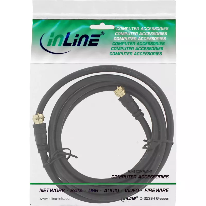 SAT Cable Premium InLine 69303P 2x shielded 2x F-male 3m black