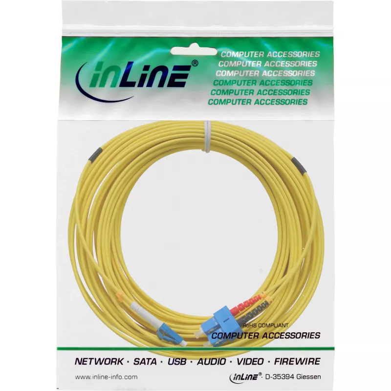 InLine Fiber optical duplex cable LC/SC 9/125µm, OS2, 0.5m