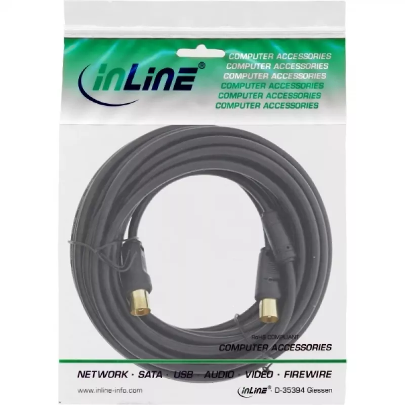 InLine Antenna Cable 2x shielded >85dB black 5m