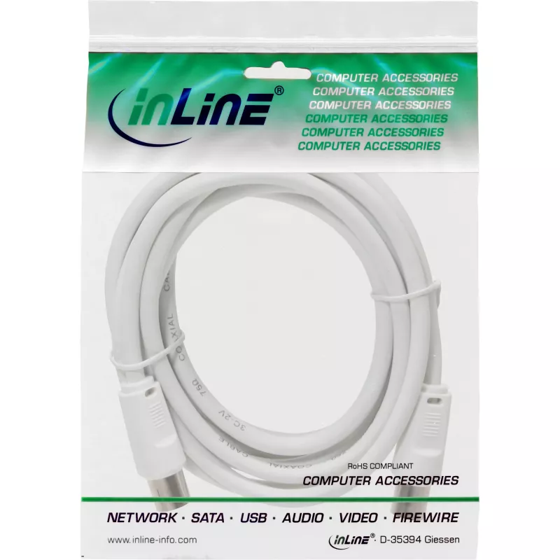 InLine Antenna Cable 2x shielded ultra low loss >75dB white 3m