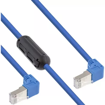 InLine Patch cable two side down angled, S/FTP (PiMf), Cat.6, PVC, blue, 1.6m