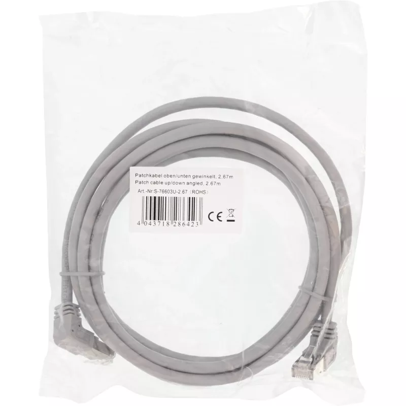 InLine Patch cable up/down angled, S/FTP (PiMf), Cat.6, PVC, copper, grey,2.67m